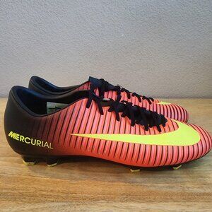Nike Mercurial Soccer Shoes Mens Size 11.5 Orange Black Yellow Cleats 831964-870